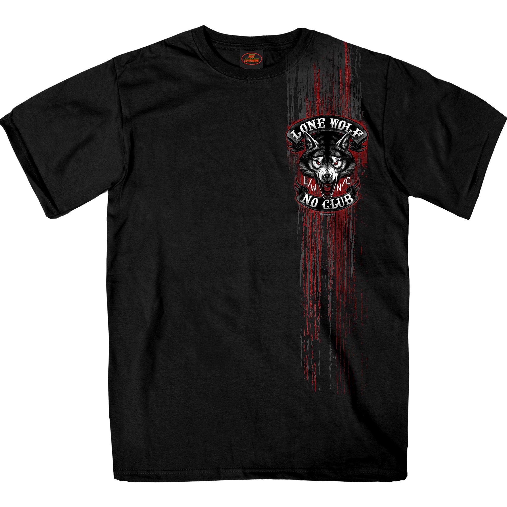 Hot Leathers GMD1343 'Jumbo Lone Wolf, No Club' Black Men's Black T-Shirt