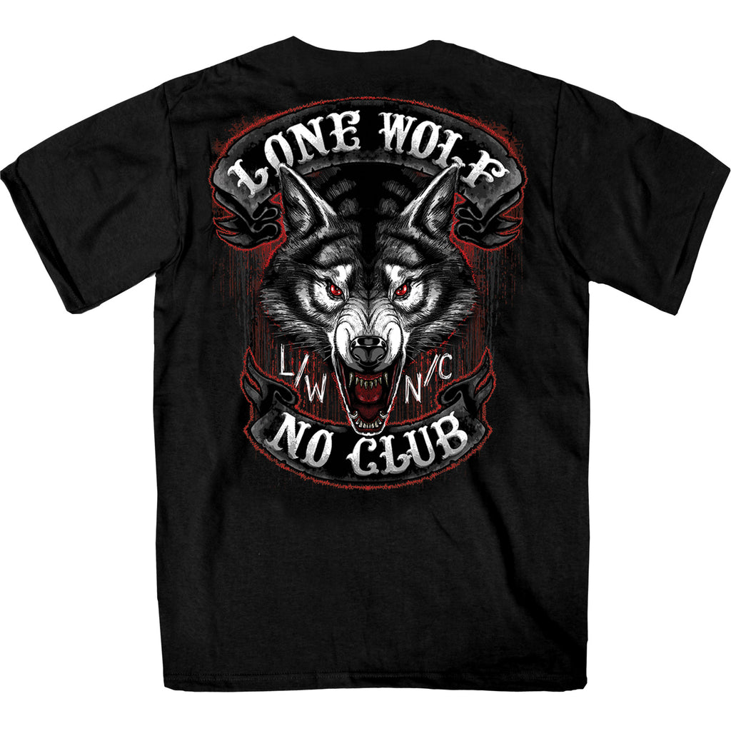 Hot Leathers GMD1343 'Jumbo Lone Wolf, No Club' Black Men's Black T-Shirt