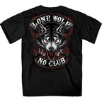 Hot Leathers GMD1343 'Jumbo Lone Wolf, No Club' Black Men's Black T-Shirt