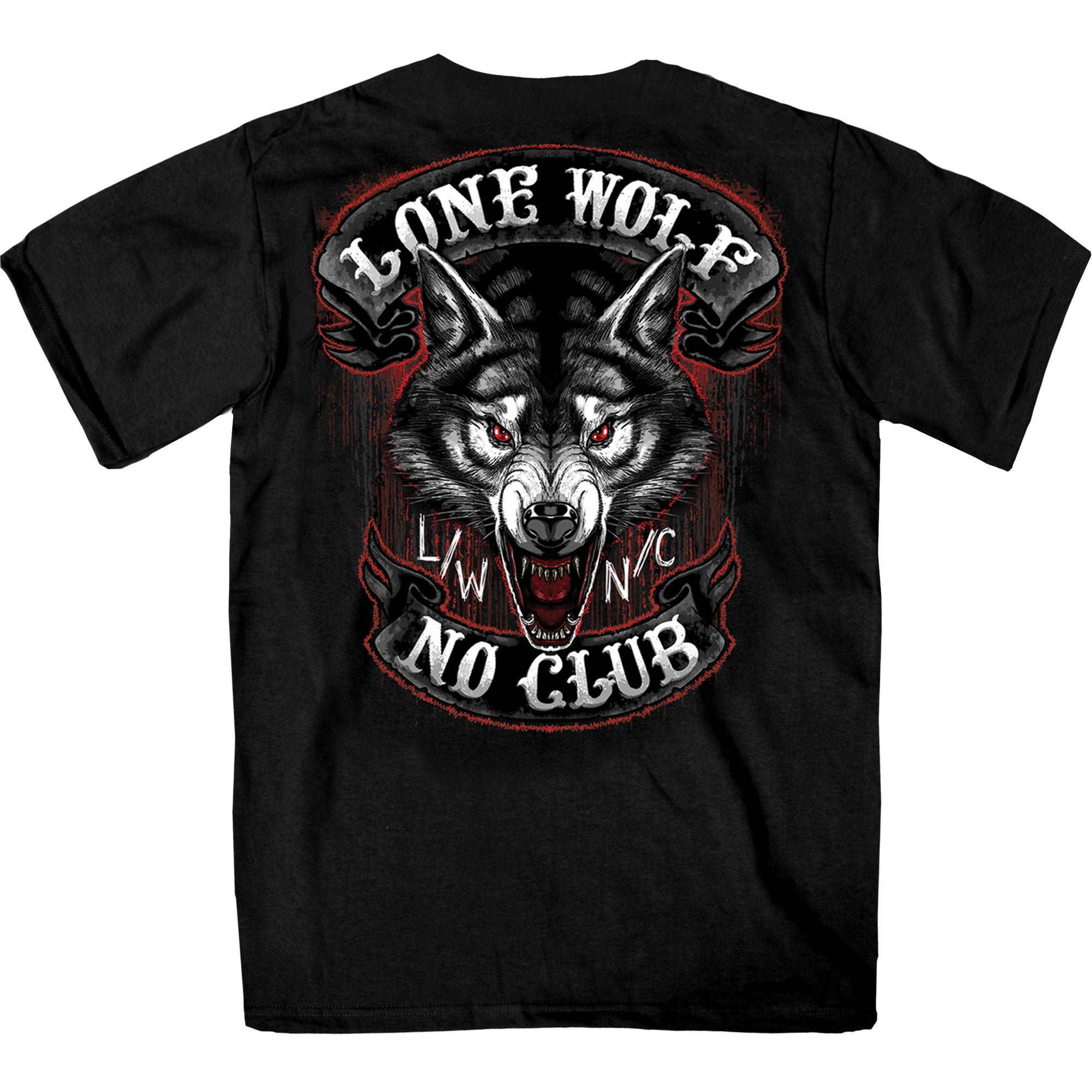 Hot Leathers GMD1343 'Jumbo Lone Wolf, No Club' Black Men's Black T-Shirt
