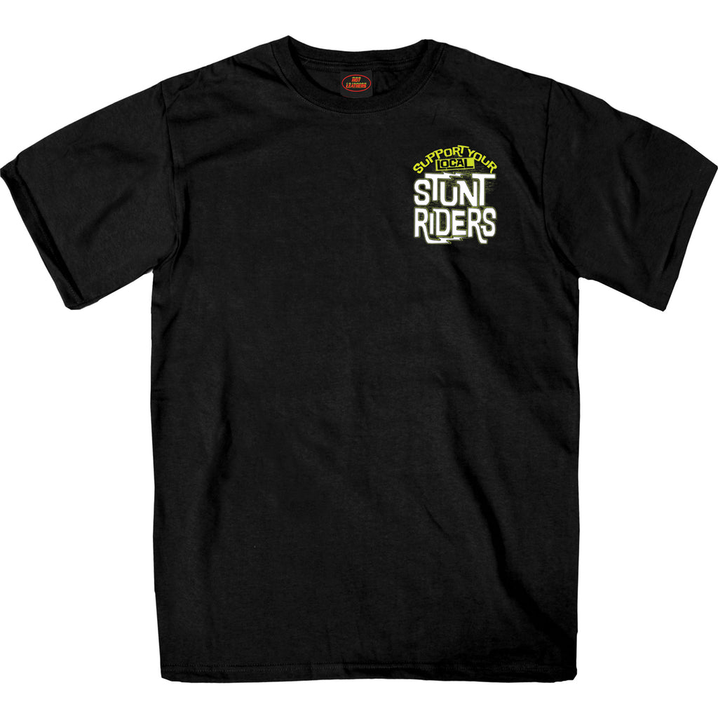 Hot Leathers Mens T-Shirt Black Support Your Local Stunt Riders GMD1521