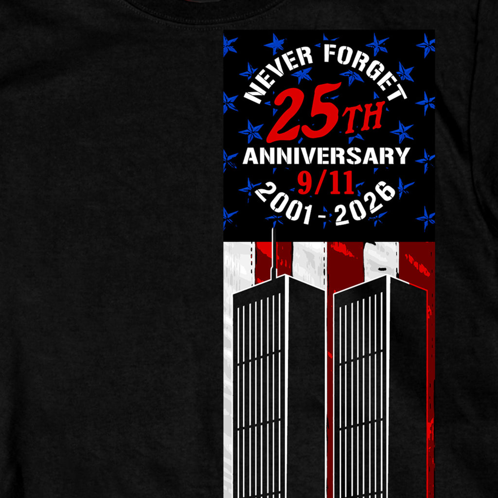 Hot Leathers GMD1543 Flag skyline 2026 Mens SS DS Black T-shirt