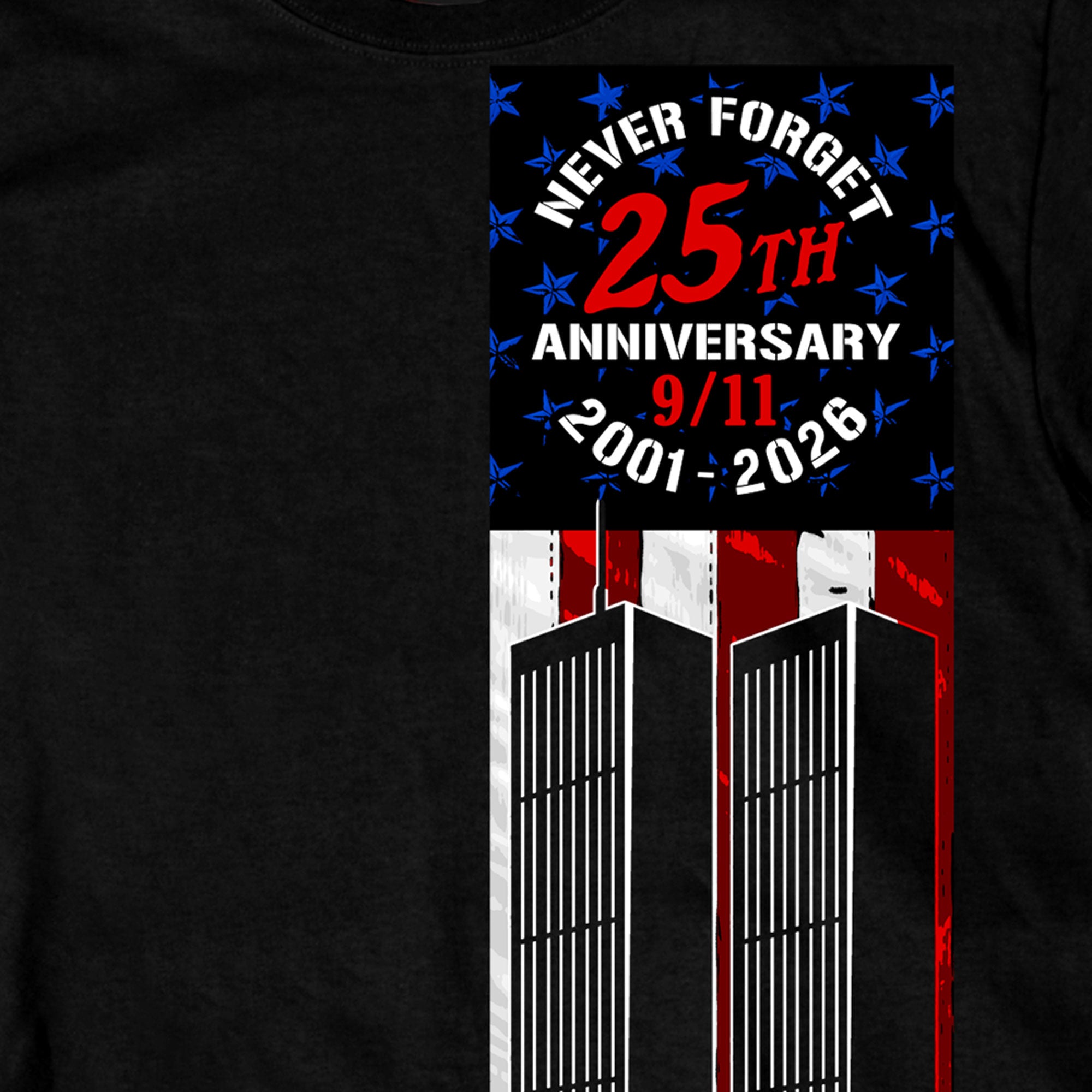 Hot Leathers GMD1543 Flag skyline 2026 Mens SS DS Black T-shirt
