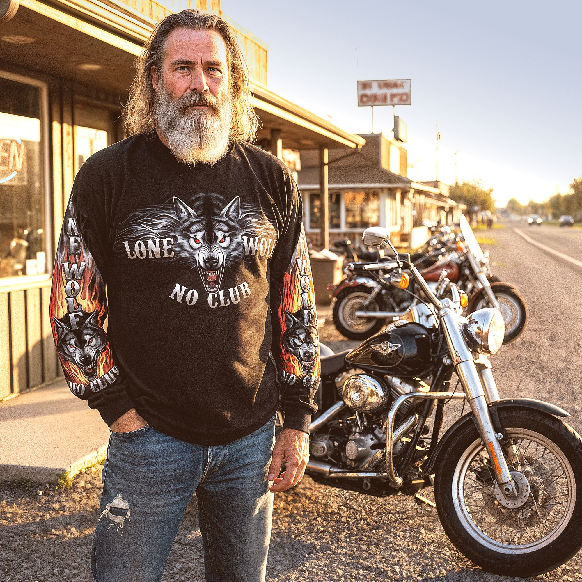Lone Wolf Full Face Long Sleeve Shirt | Hot Leathers