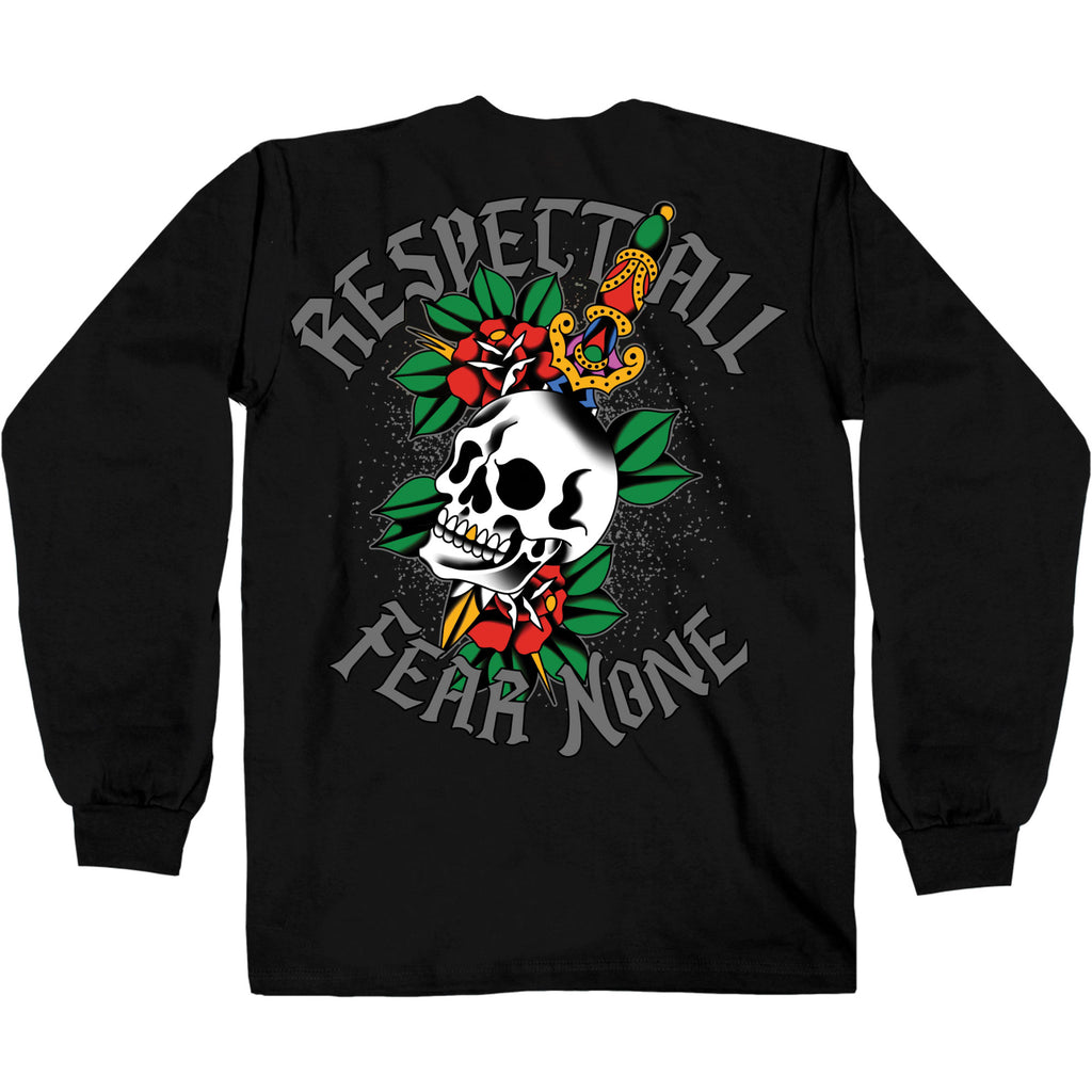 Hot Leathers Mens Long Sleeve Shirt Black Respect All Fear None GMD2514
