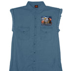 Hot Leathers Land of The Free USA Proud Eagle Mens Light Blue Denim Shirt GMD5474
