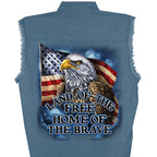 Hot Leathers Land of The Free USA Proud Eagle Mens Light Blue Denim Shirt GMD5474