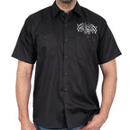 Hot Leathers Vintage Skull Mens Black Machanic Shirt GMD6114