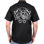 Hot Leathers Vintage Skull Mens Black Machanic Shirt GMD6114
