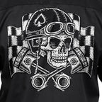 Hot Leathers Vintage Skull Mens Black Machanic Shirt GMD6114