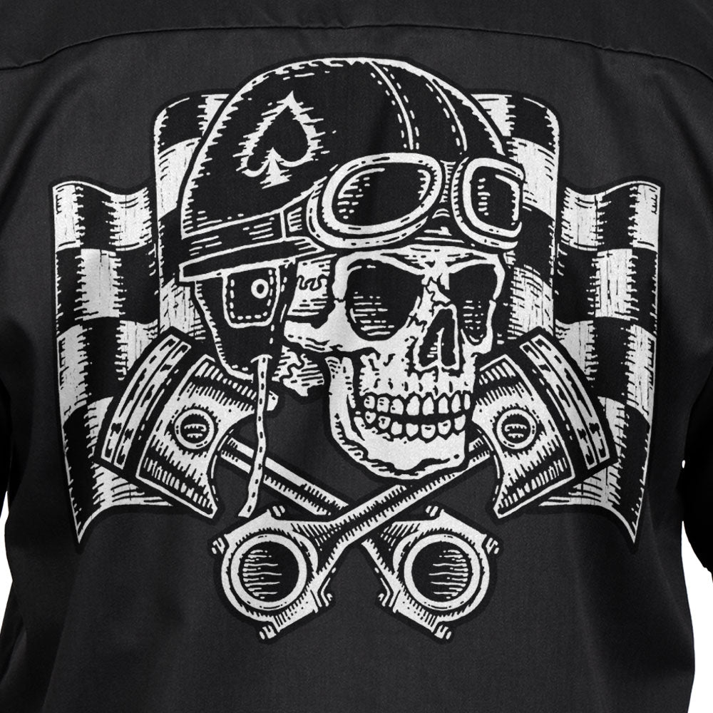 Hot Leathers Vintage Skull Mens Black Machanic Shirt GMD6114