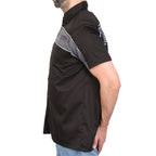 Hot Leathers 2 Tone Stripe Black andGray Mechanics Shirt GMM1006