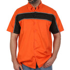 Hot Leathers 2 Tone Stiped Orange and Black Mechanics Shirt GMM1007