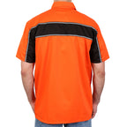 Hot Leathers 2 Tone Stiped Orange and Black Mechanics Shirt GMM1007