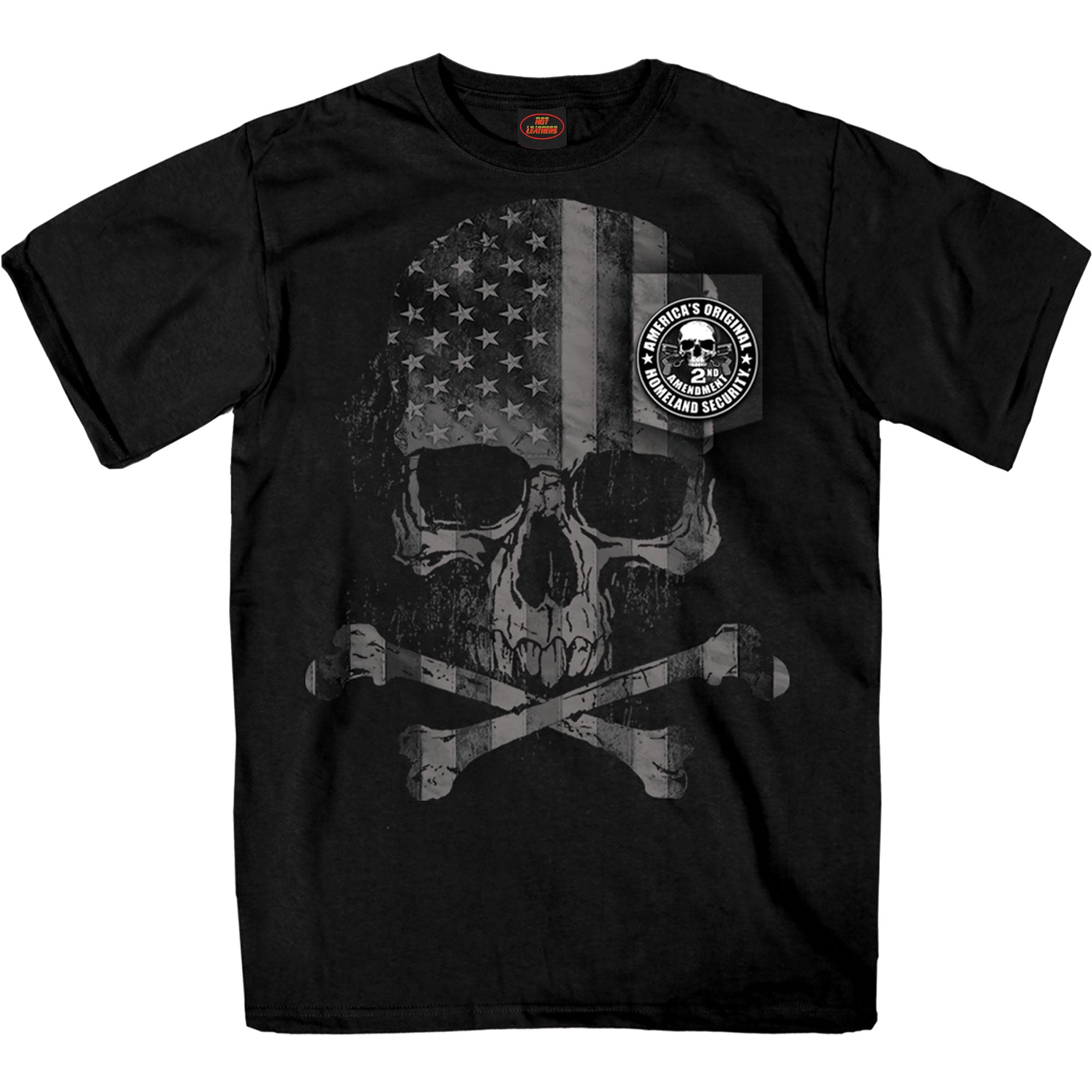 Hot Leathers GMP1388 Men’s ‘Patriotic Skull Pocket’ Black T-Shirt