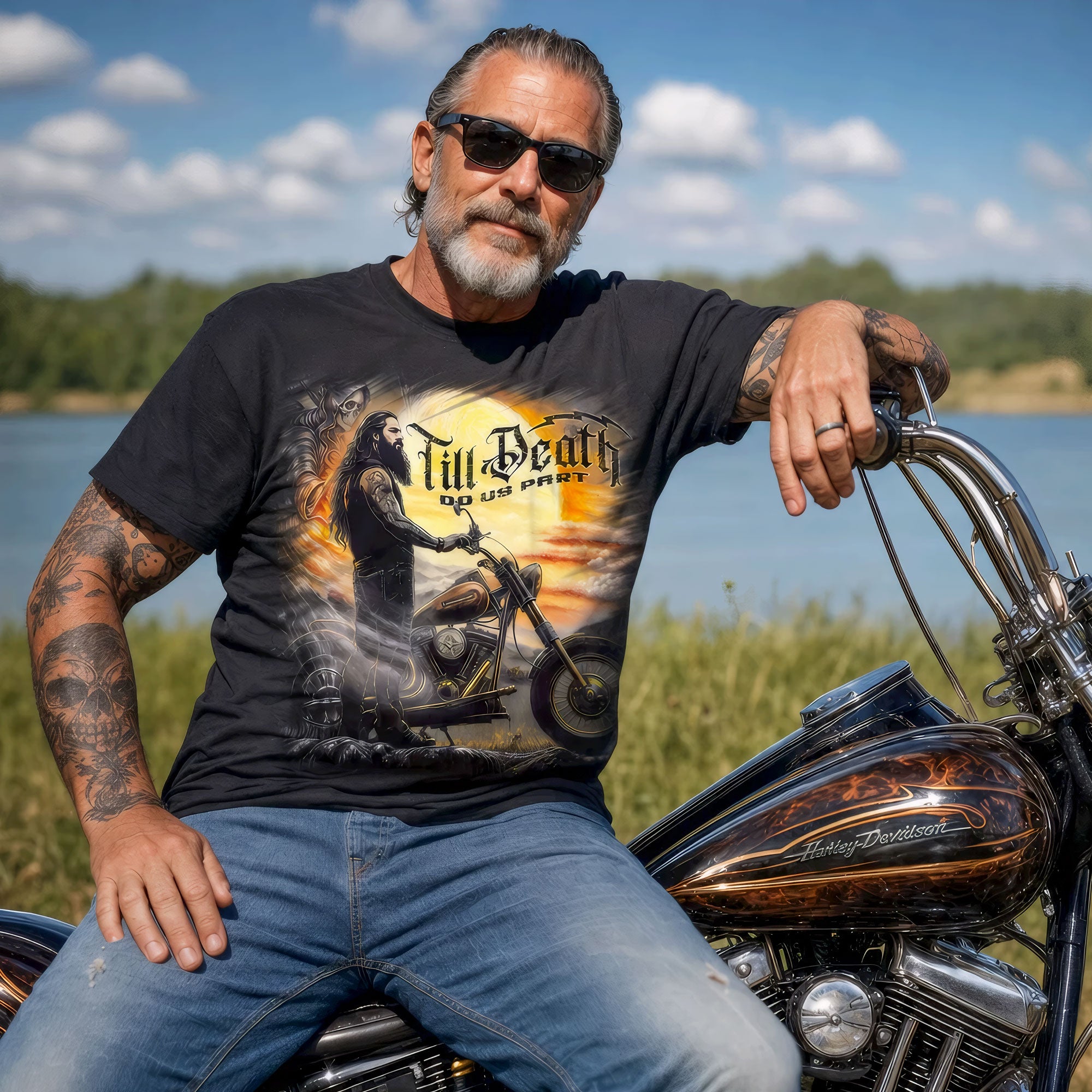 Hot Leathers Till Death Do Us Part Motorcycle T-shirt for Men GMS1559