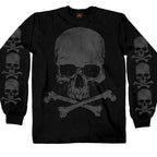 Hot Leathers GMS2305 Men’s ‘Jumbo Print Skull and Cross Bones Long Sleeve Black T-Shirt