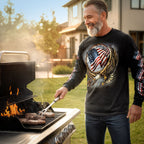 Hot Leathers GMS2427 Men’s ‘Hoop Eagle’ Long Sleeve Black T-Shirt