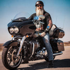 Hot Leathers GMS2483 Men's Long Sleeve Patriot Skull Black Shirt