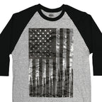 Hot Leathers Mens Long Sleeve Shirt Heather Black with Flag Bullets GMS2486