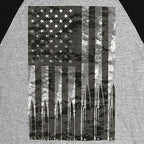 Hot Leathers Mens Long Sleeve Shirt Heather Black with Flag Bullets GMS2486