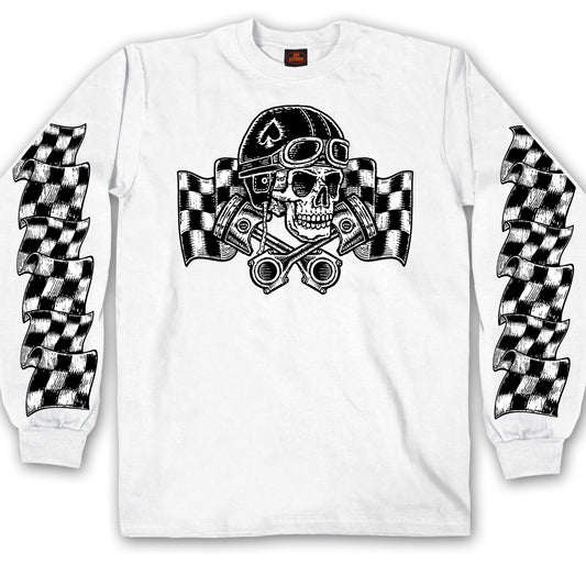 Hot Leathers Vintage Skull Long Sleeve White T-shirt GMS2528