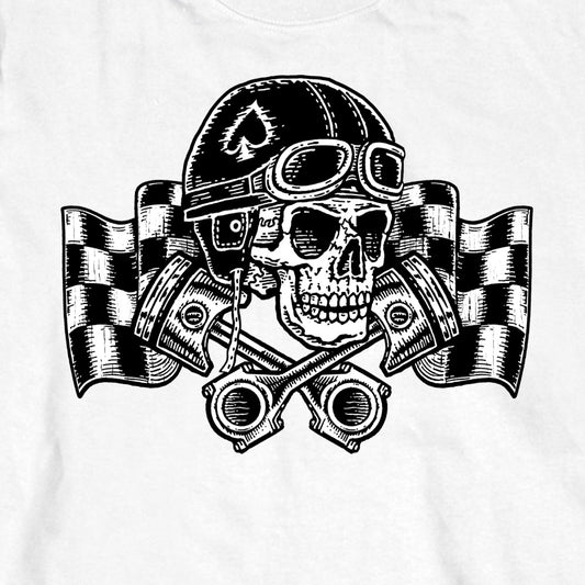 Hot Leathers Vintage Skull Long Sleeve White T-shirt GMS2528