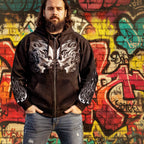 Hot Leathers GMZ4105 Men’s ‘Head Butt Skulls’ Black Hoodie with Zipper Closure