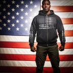 Hot Leathers GMZ4414 Men’s ‘American Flag Bullets’ Black Hoodie with Zipper Closure