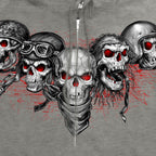 Hot Leathers Five Skulls Red Mens Grey Zip up Hooded Sweatshirt GMZ4540