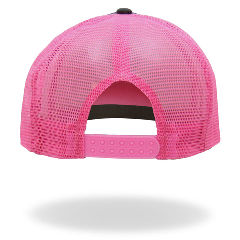 Hot Leathers Charcoal and pink Girly Skull Trucker Hat GSH1052