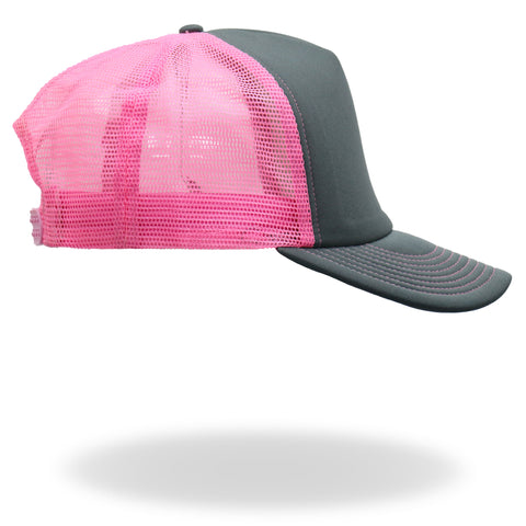 Hot Leathers Charcoal and pink Girly Skull Trucker Hat GSH1052