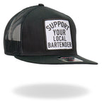 Hot Leathers GSH2007 Support Your Local Bartender Black and White Snapback Ball Cap