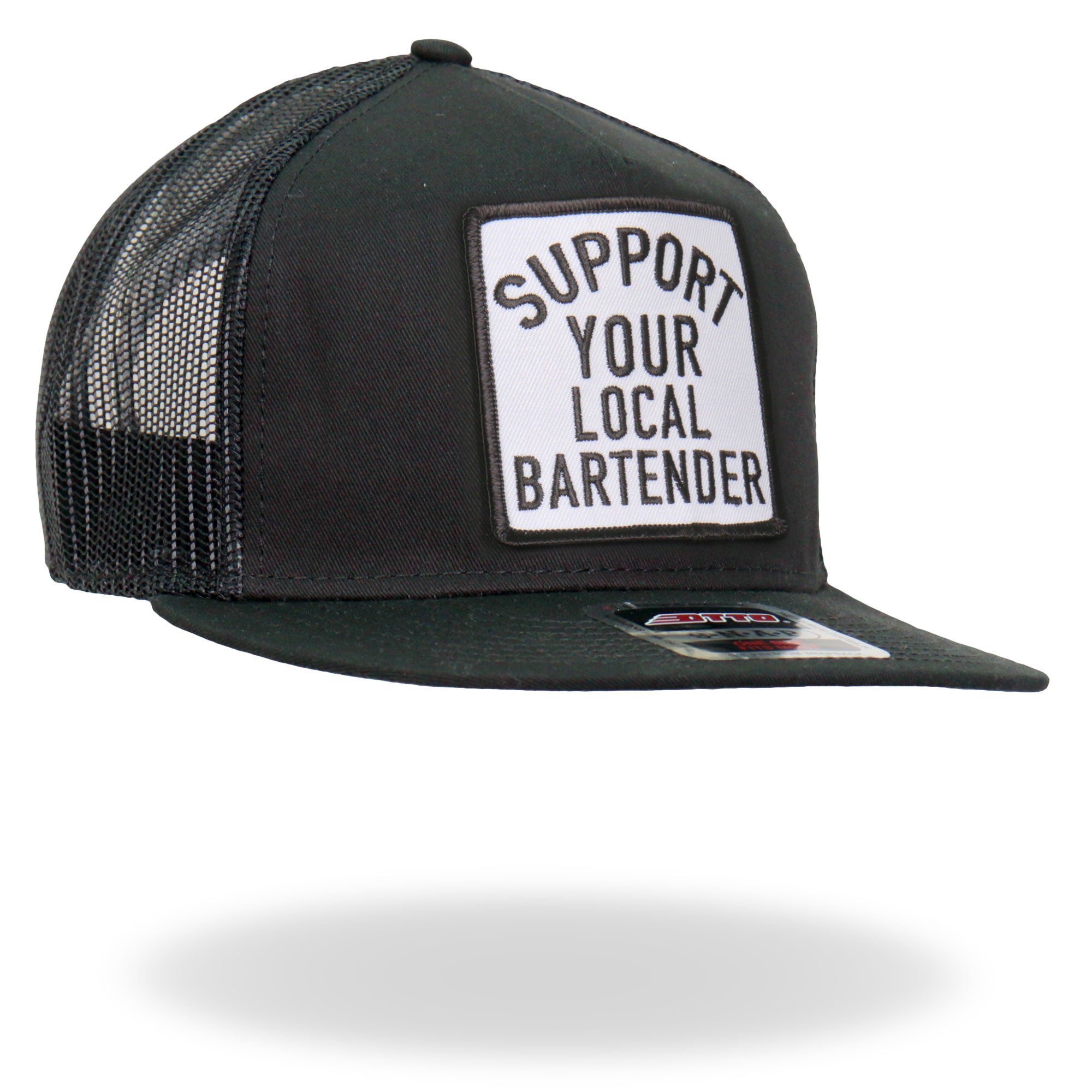 Hot Leathers GSH2007 Support Your Local Bartender Black and White Snapback Ball Cap