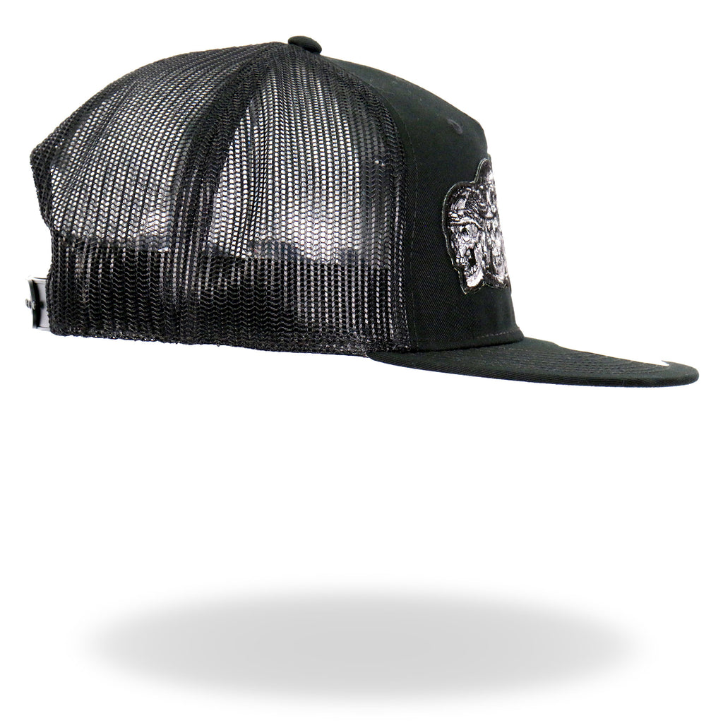 Hot leathers Black 5 Skulls Straight Snapback Hat GSH2034