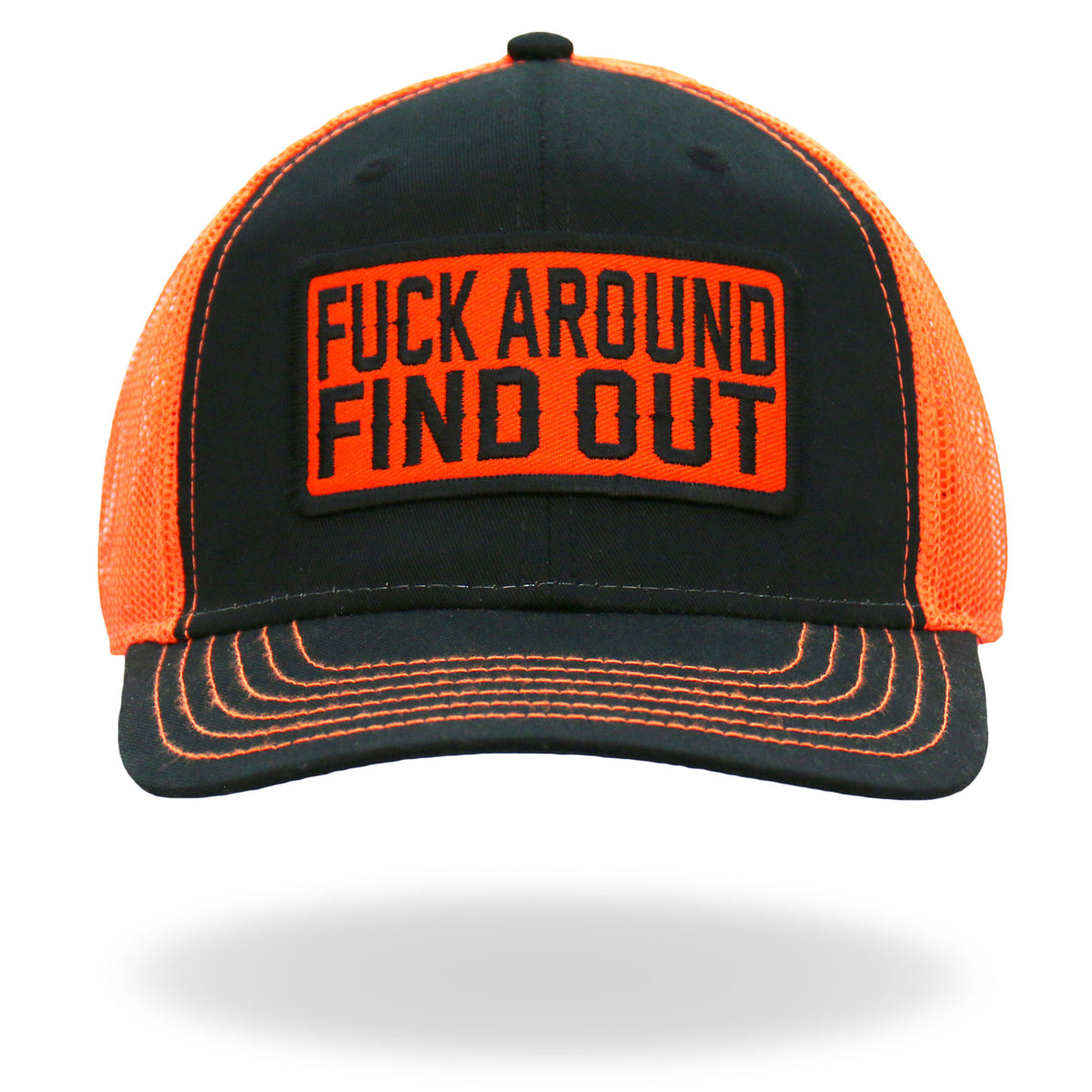 Hot Leathers F Around Find Out High Visibility Orange Trucker Hat GSH2047