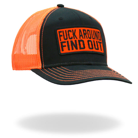 Hot Leathers F Around Find Out High Visibility Orange Trucker Hat GSH2047