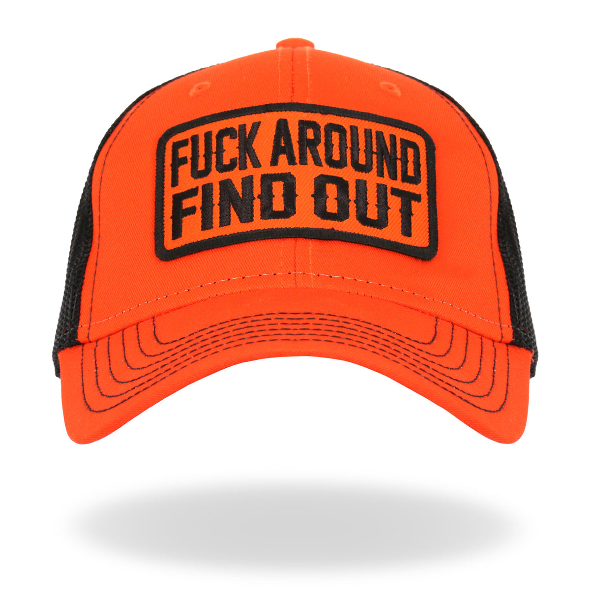 Hot Leathers Black and Orange Fuck Around Find Out Snapback Hat GHS2049