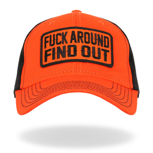 Hot Leathers Black and Orange Fuck Around Find Out Snapback Hat GHS2049