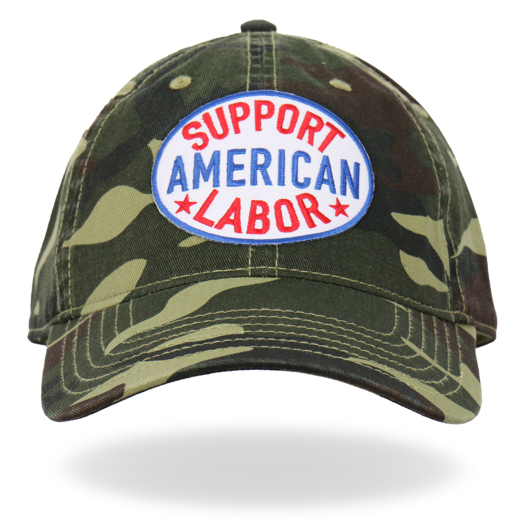 Hot Leathers Support American Labor Mens Camo Trucker Hat GSH3003