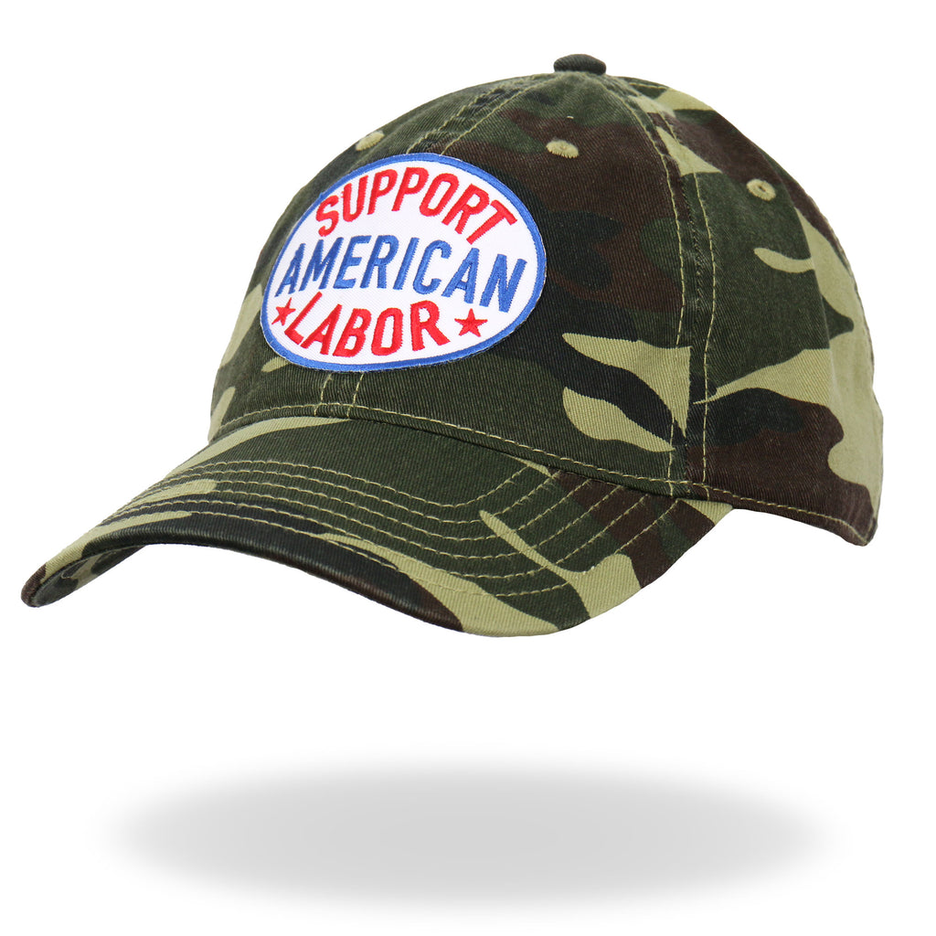 Hot Leathers Support American Labor Mens Camo Trucker Hat GSH3003