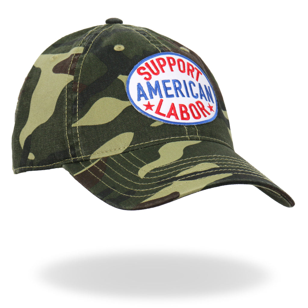 Hot Leathers Support American Labor Mens Camo Trucker Hat GSH3003