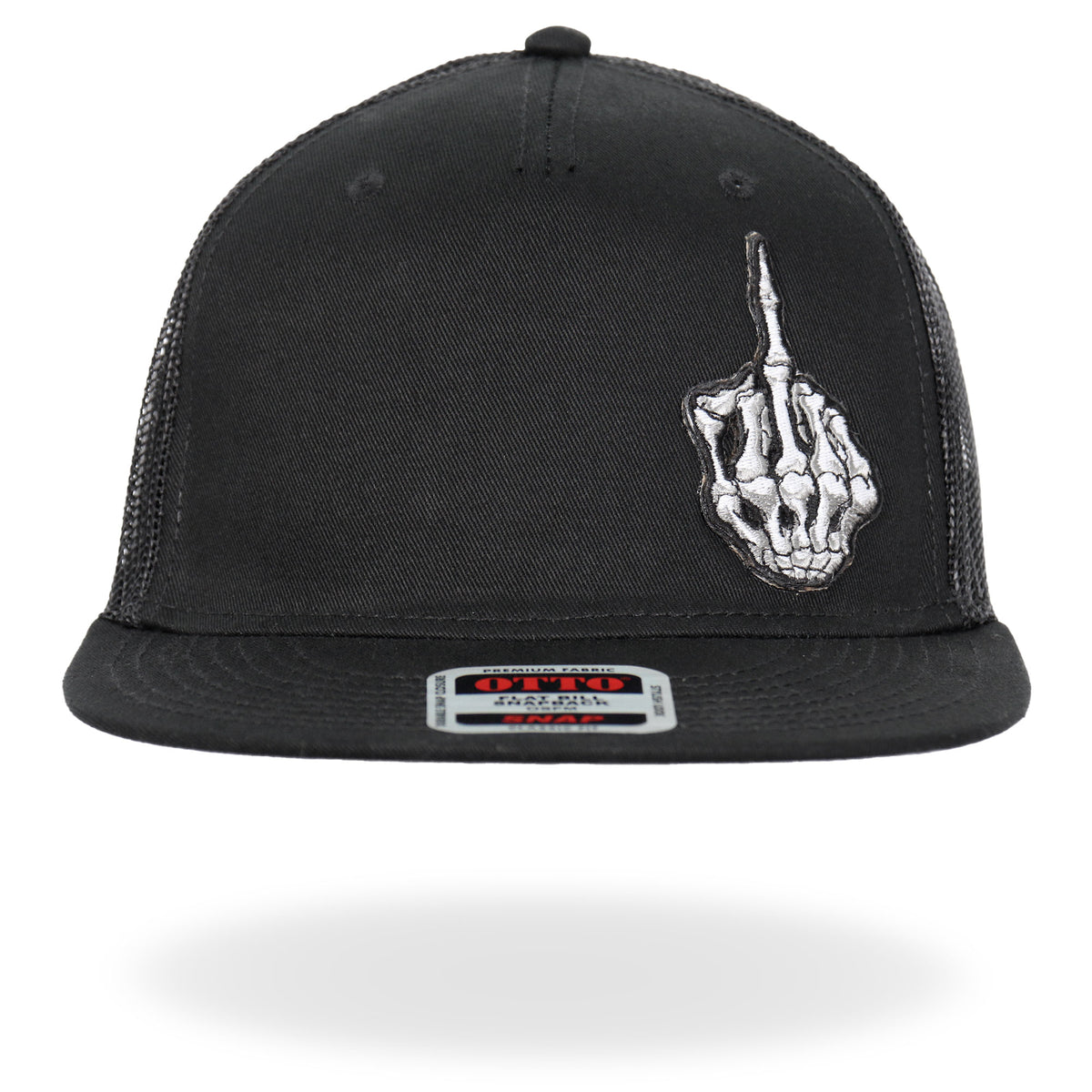 Hot Leathers Black Skeleton Hand DILLIGAF Snapback Hat