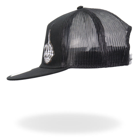 Hot Leathers Black Skeleton Hand DILLIGAF Snapback Hat