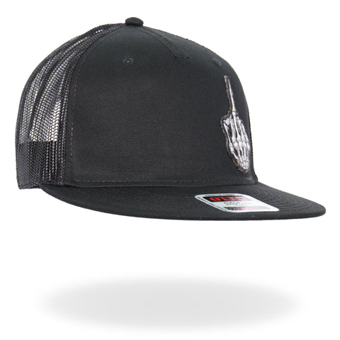 Hot Leathers Black Skeleton Hand DILLIGAF Snapback Hat