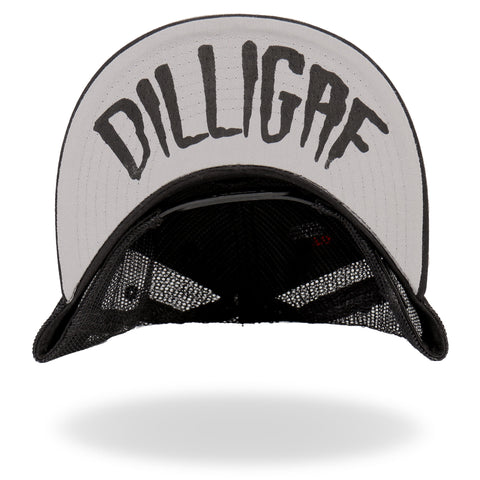 Hot Leathers Black Skeleton Hand DILLIGAF Snapback Hat