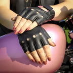 Hot Leathers GVL1006 Ladies Pink Piping Fingerless Gloves