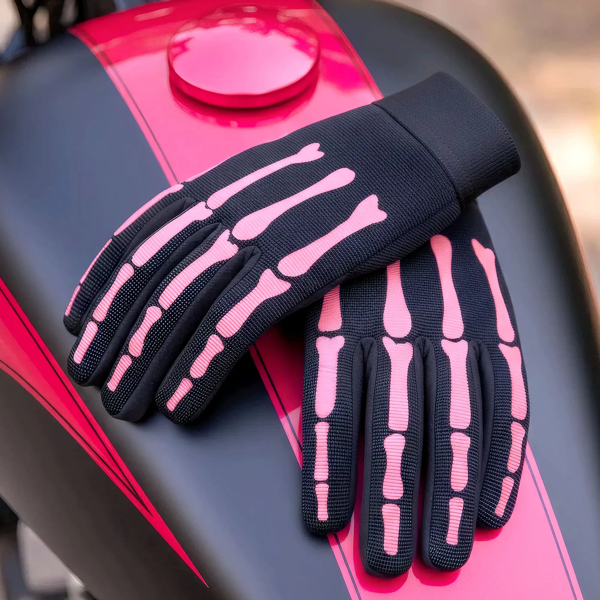 bicycle mechanic gloves Pink Skeleton Ladies Mechanics Gloves