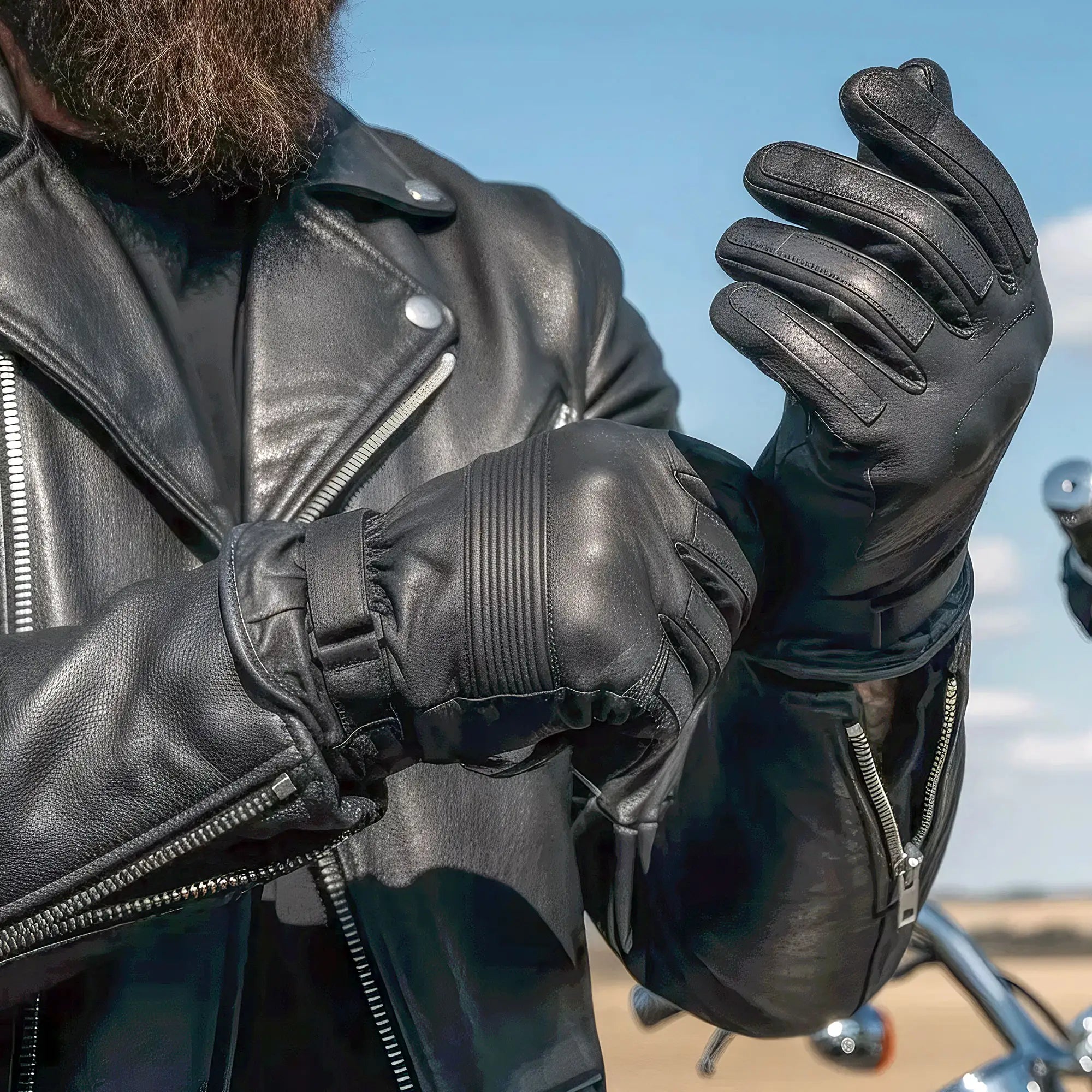 Hot Leathers Mens Gloves Unlined Leather Ribbed Knuckles GVM1002