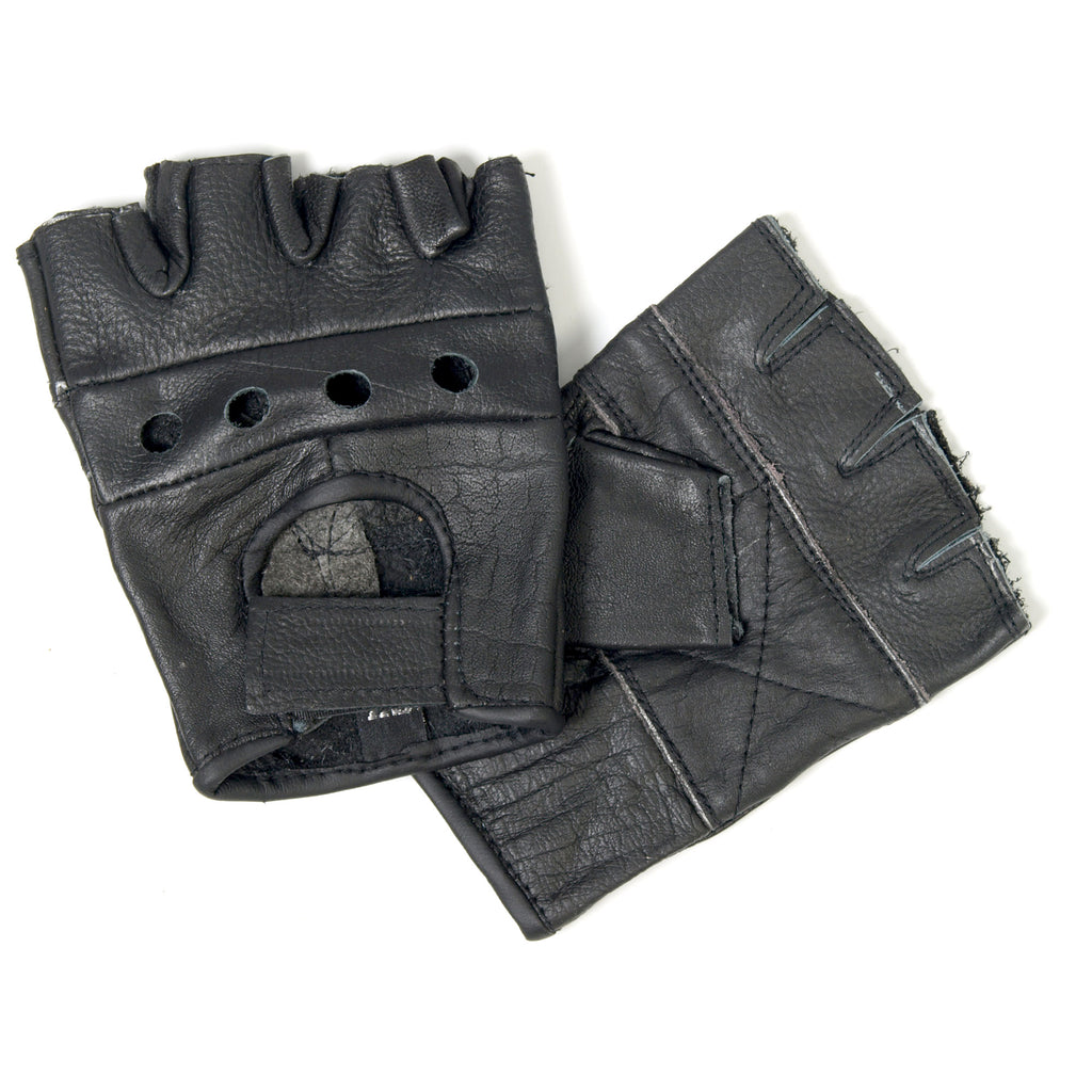 Hot Leathers GVM1004 Unlined Fingerless Leather Gloves with Padded Palm GVM1004